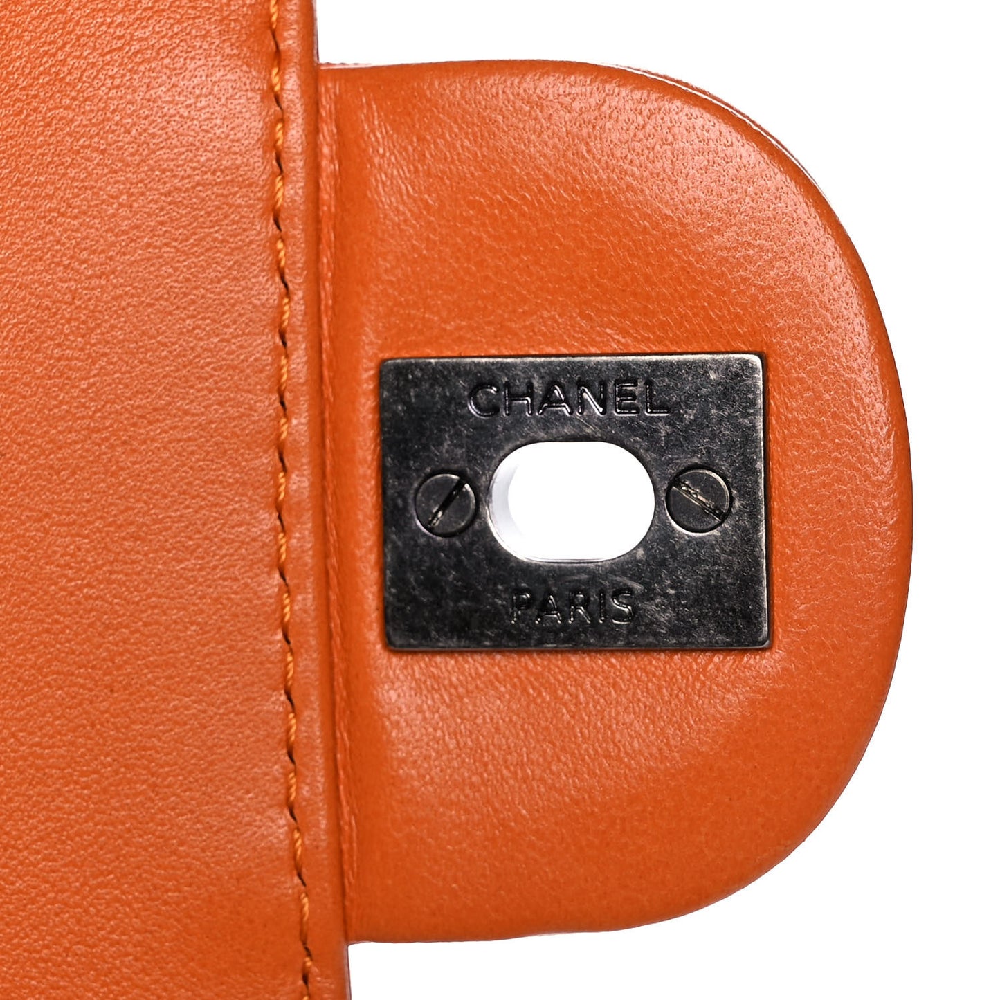 Lambskin Quilted Jumbo Grocery By Chanel Drawstring Shopping Bag Orange