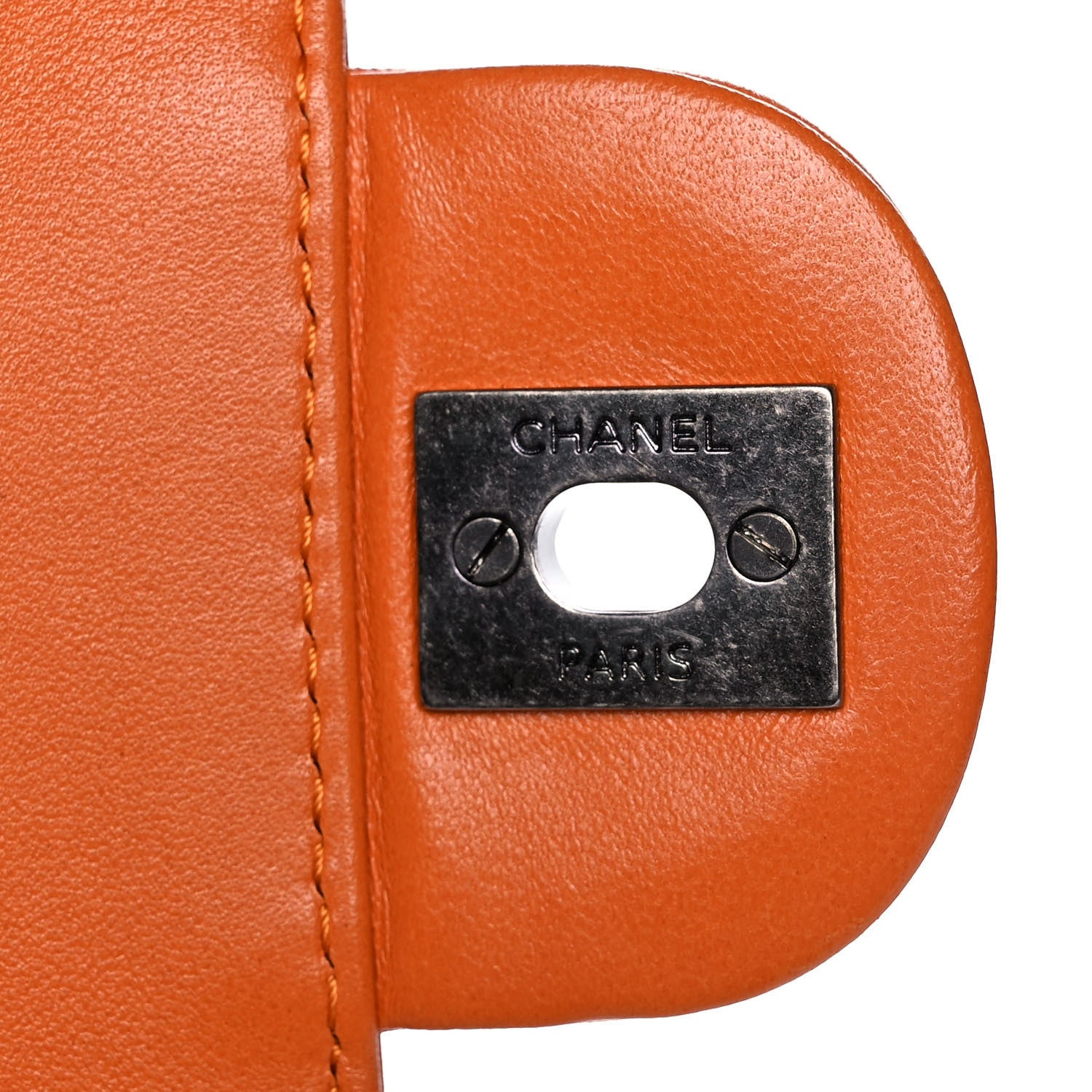 Chanel Lambskin Quilted Jumbo Grocery By Chanel Drawstring Shopping Bag Orange 14 of 16