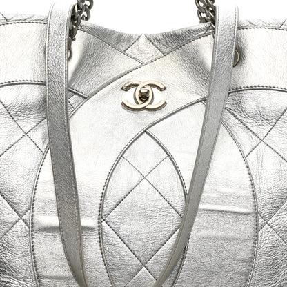 Chanel Metallic Calfskin Stitched CC Club Monaco Tote Silver 8 of 12