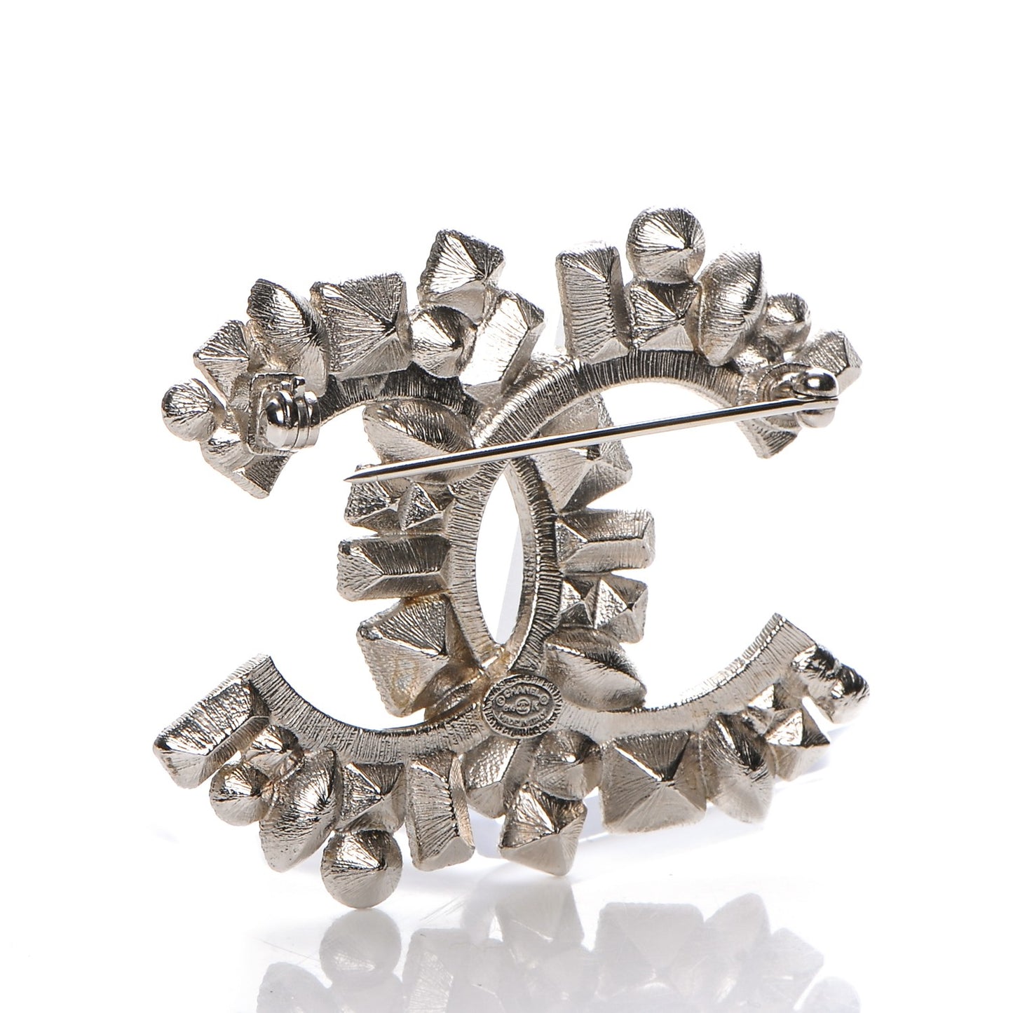 Crystal CC Brooch Silver Black