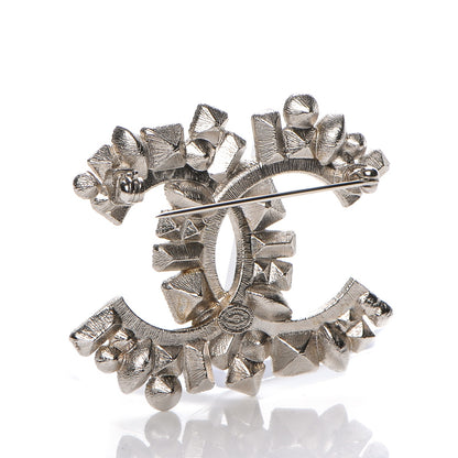 Chanel Crystal CC Brooch Silver Black 3 of 5