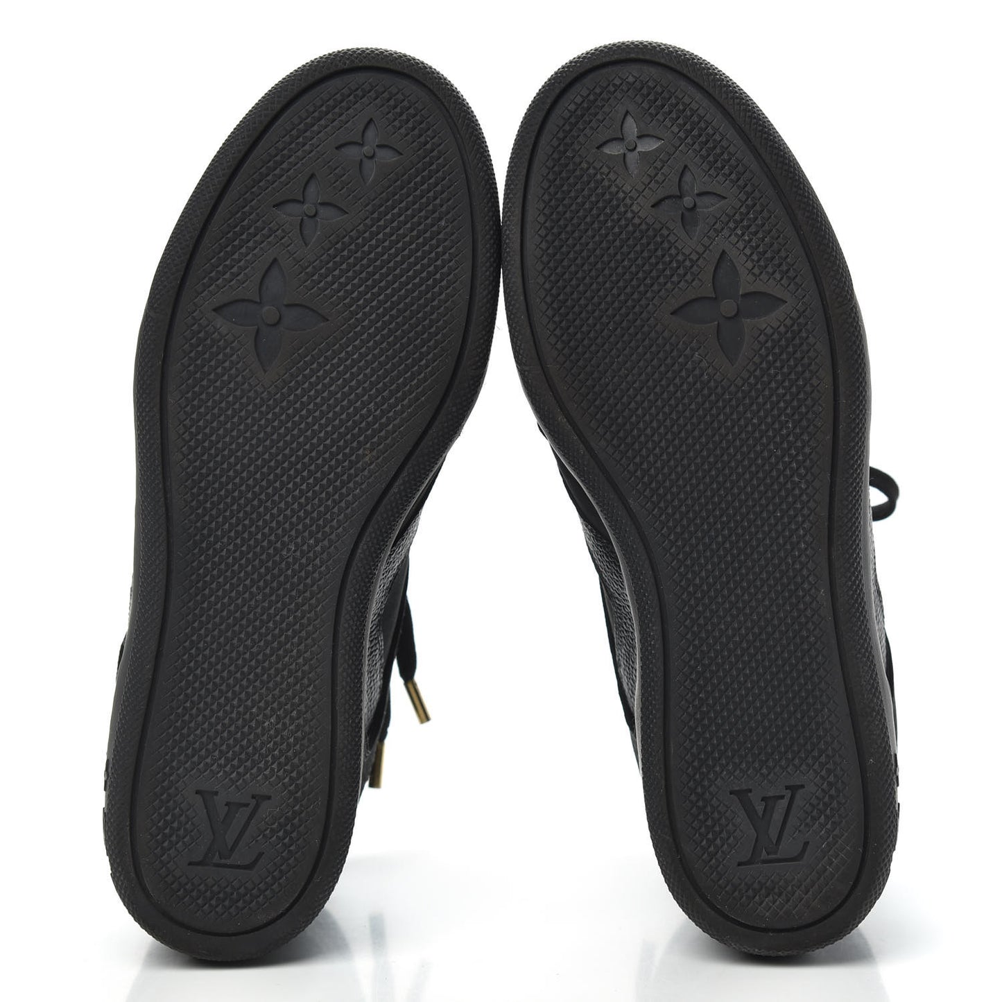 Calfskin Suede Monogram Cliff Top Wedge Sneakers 37 Black