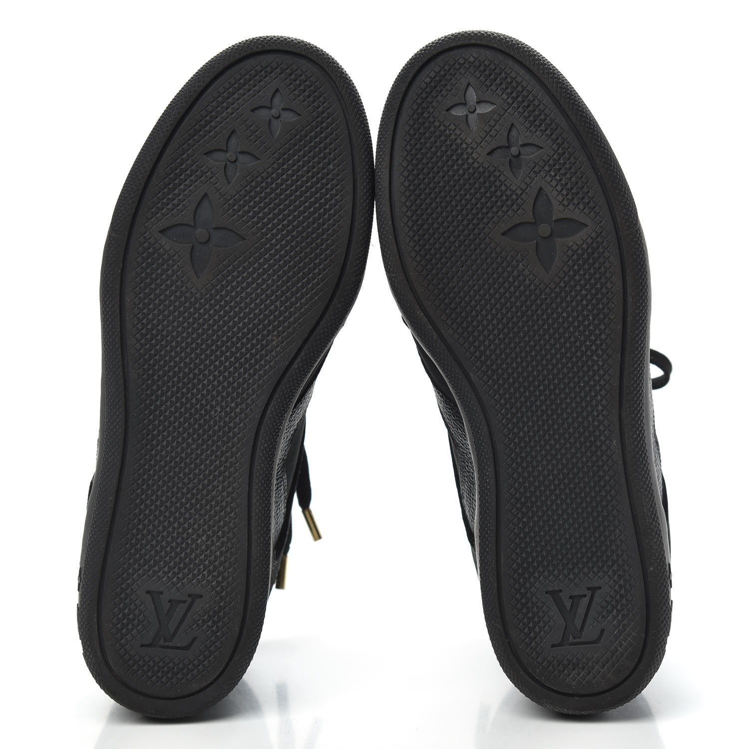 Louis Vuitton Calfskin Suede Monogram Cliff Top Wedge Sneakers 37 Black 5 of 11