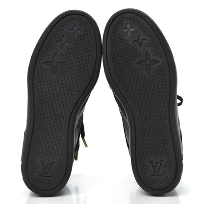 Louis Vuitton Calfskin Suede Monogram Cliff Top Wedge Sneakers 37 Black 5 of 11