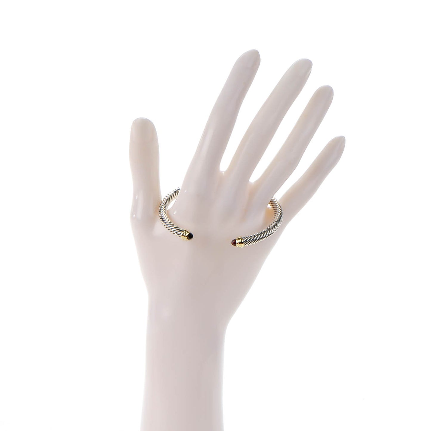 Sterling Silver 14K Yellow Gold Garnet 5mm Cable Classics Petite Color Bracelet