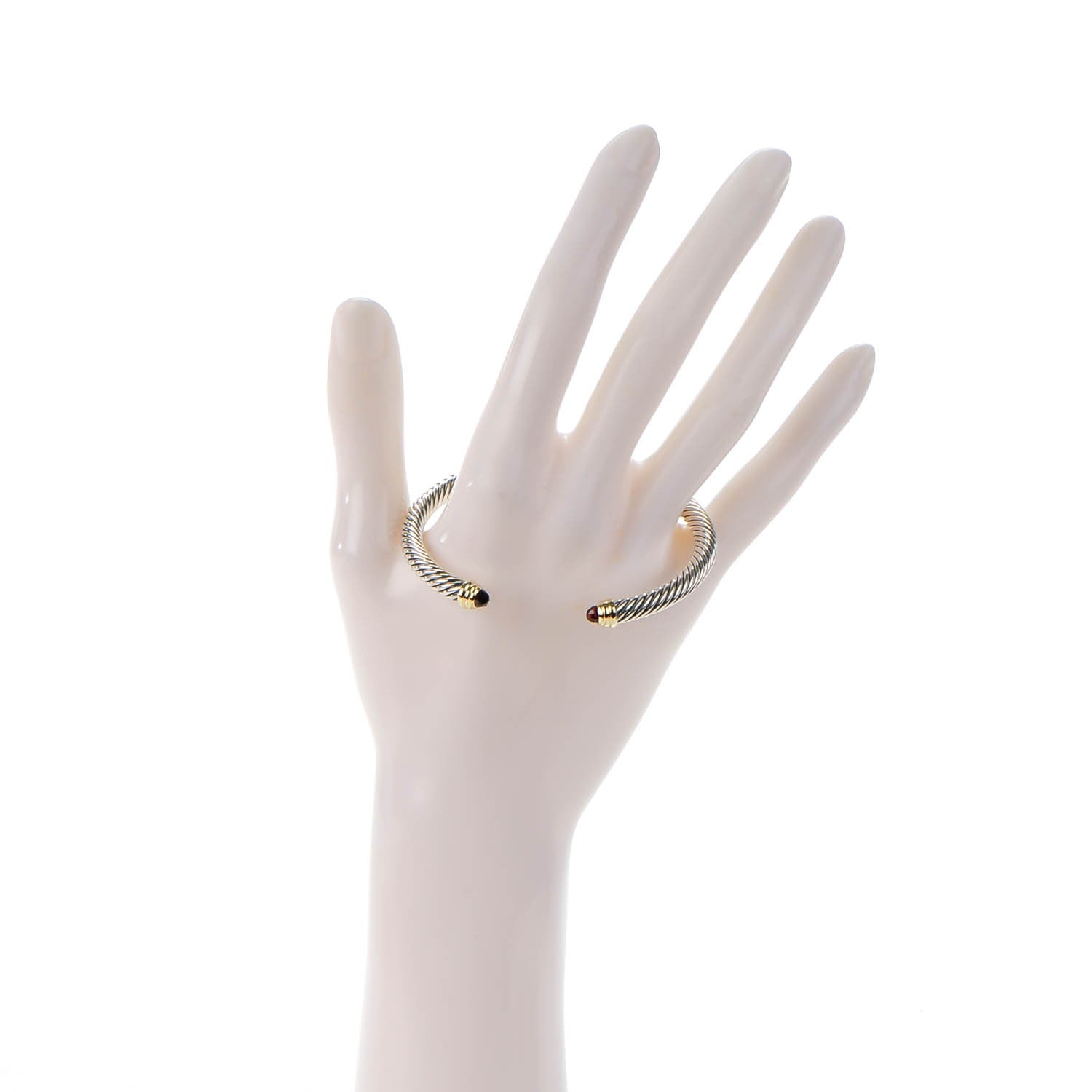 David Yurman Sterling Silver 14K Yellow Gold Garnet 5mm Cable Classics Petite Color Bracelet 2 of 7