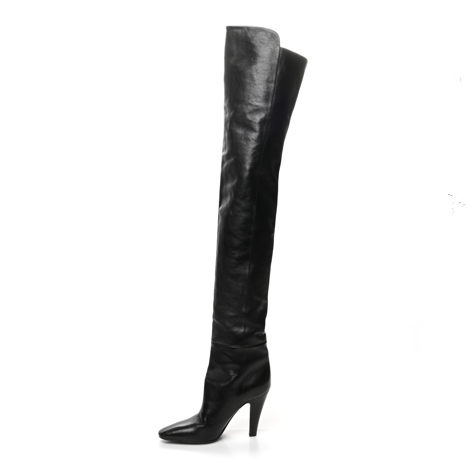 Saint Laurent Smooth Calfskin Betty 95 Over The Knee Boots 37.5 Black 1 of 7