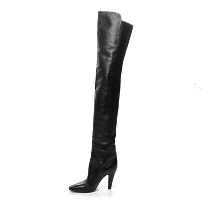 Saint Laurent Smooth Calfskin Betty 95 Over The Knee Boots 37.5 Black 1 of 7