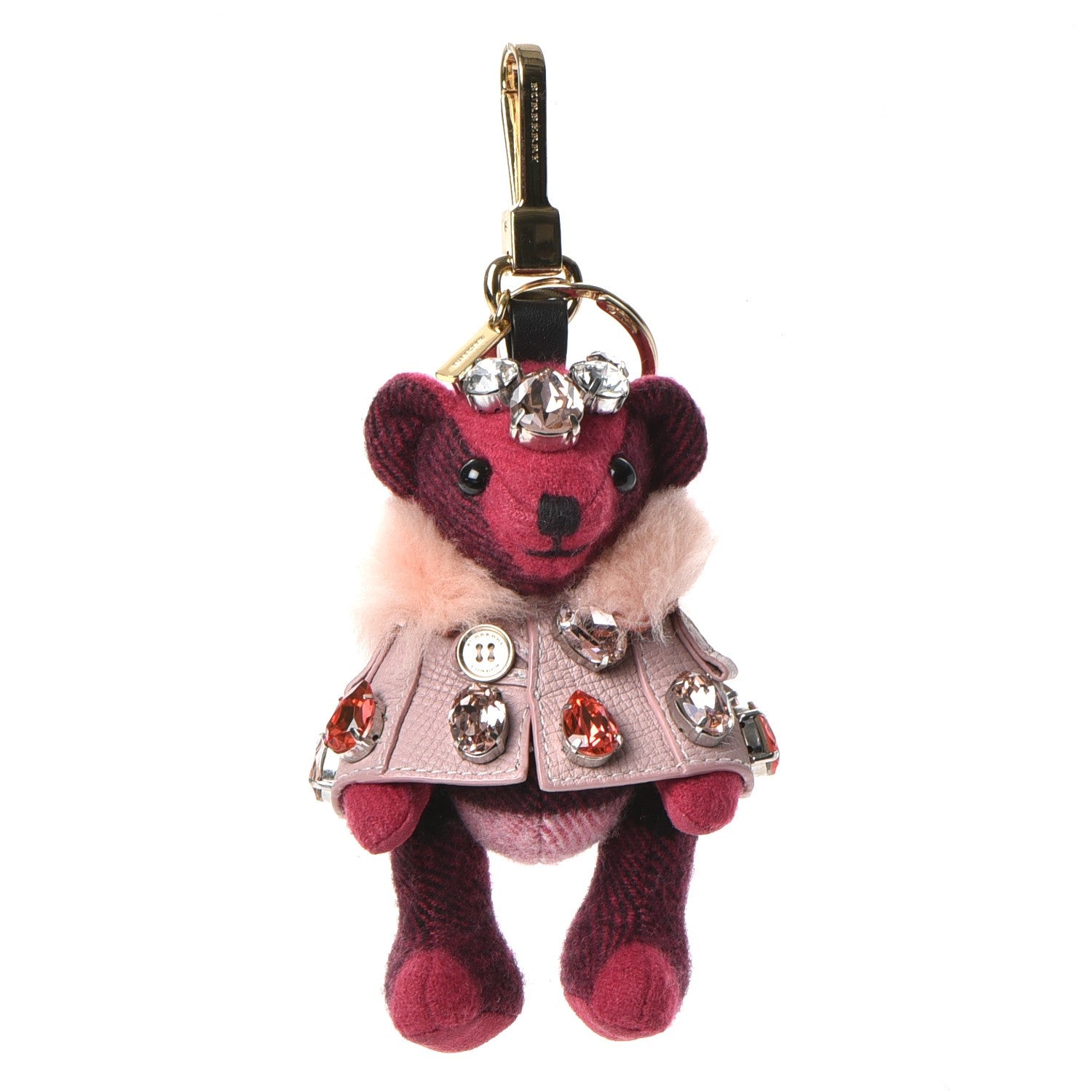 Burberry Cashmere Crystal Thomas Teddy Bear Keychain Charm Fuchsia 1 of 5