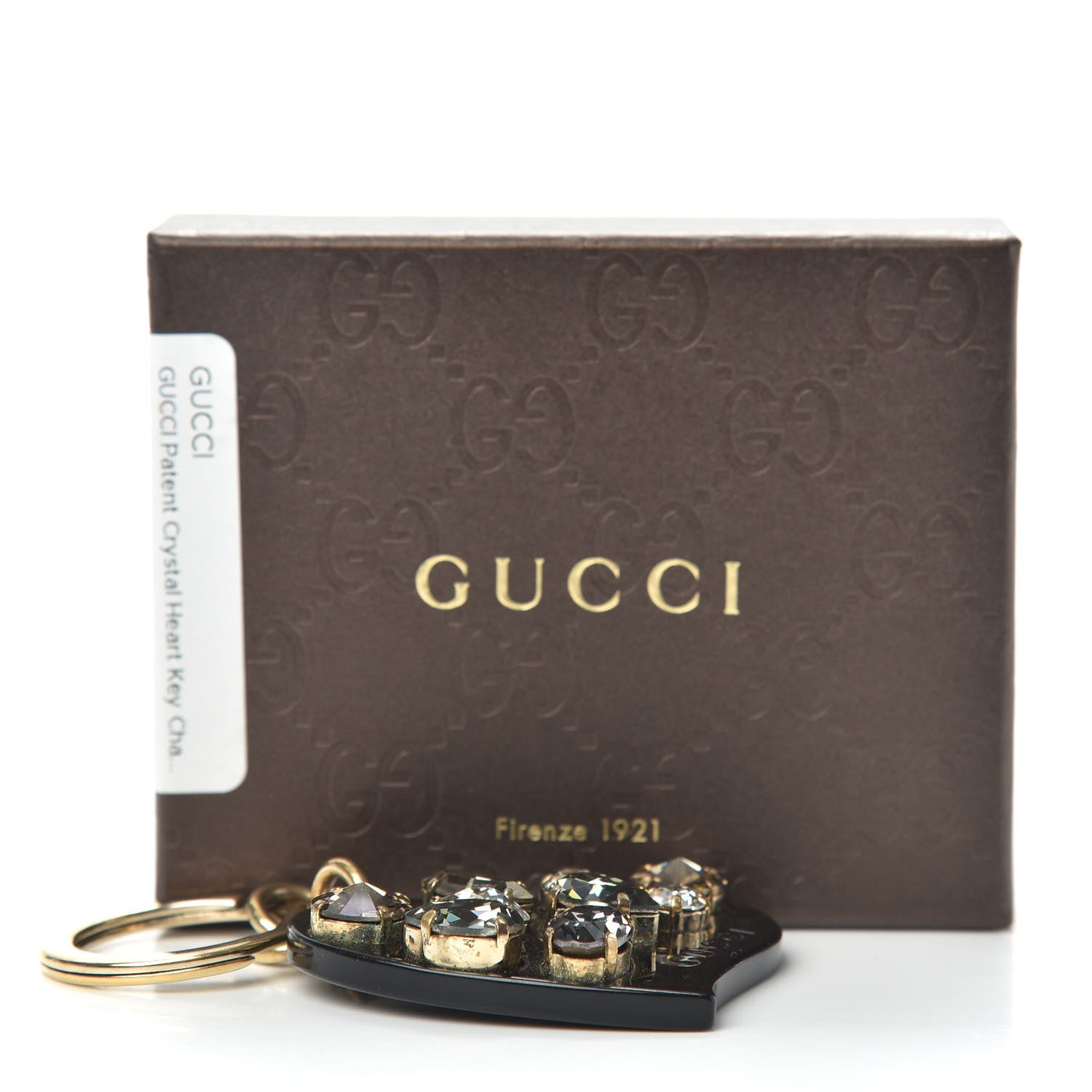 Gucci Resin Crystal Heart Key Chain Black 4 of 4