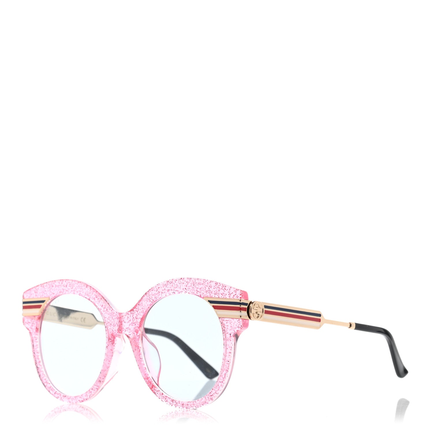 Gucci Acetate Round Frame Web Sunglasses GG0282SA Pink 1 of 7