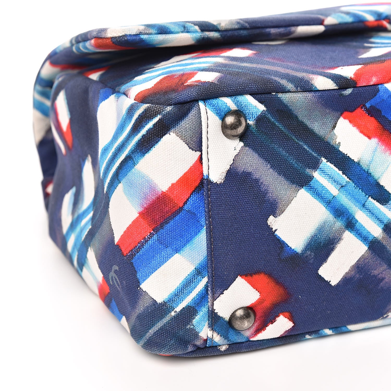 Chanel Canvas Airline Printed XXL Travel Flap Bag Blue Red White 8 of 10