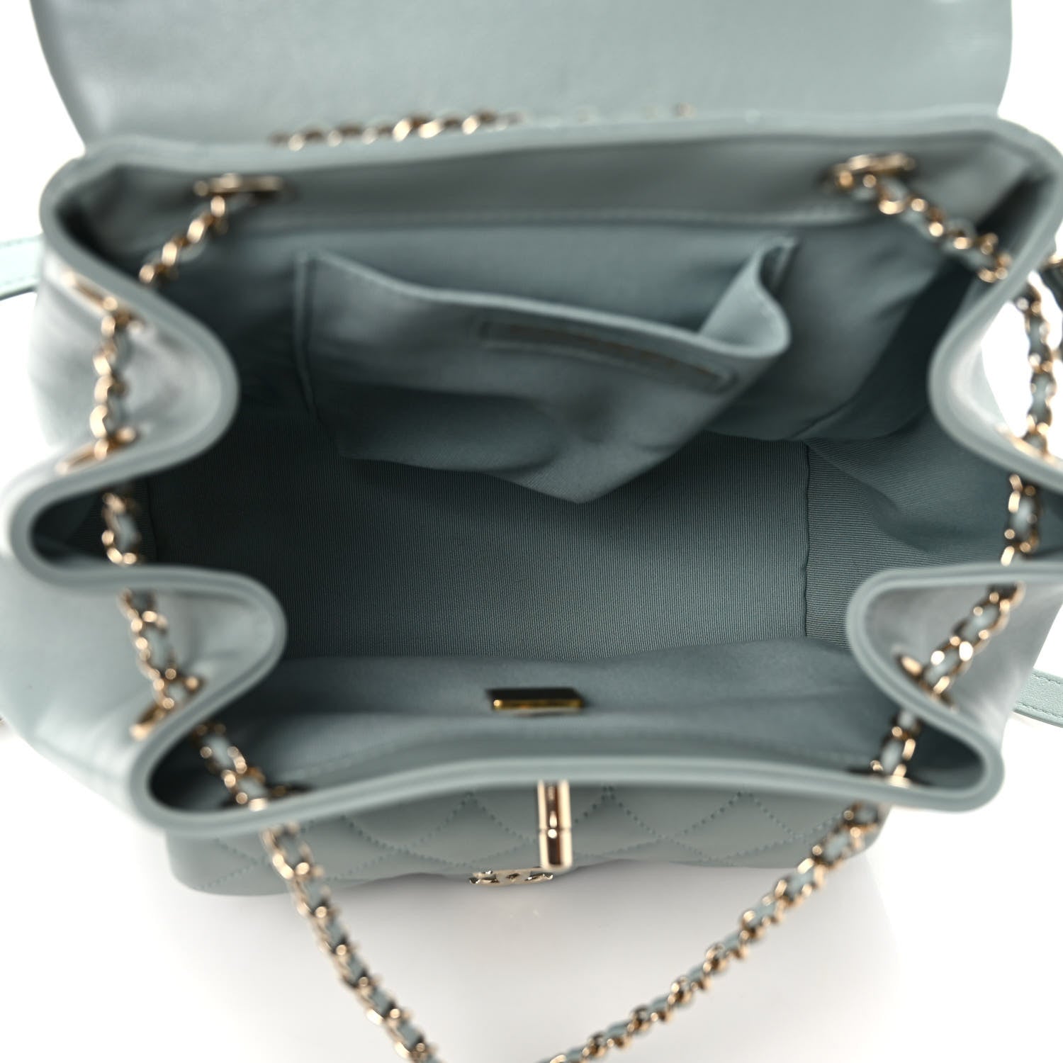 Chanel Lambskin Quilted Large Duma Drawstring Backpack Grey 5 of 8