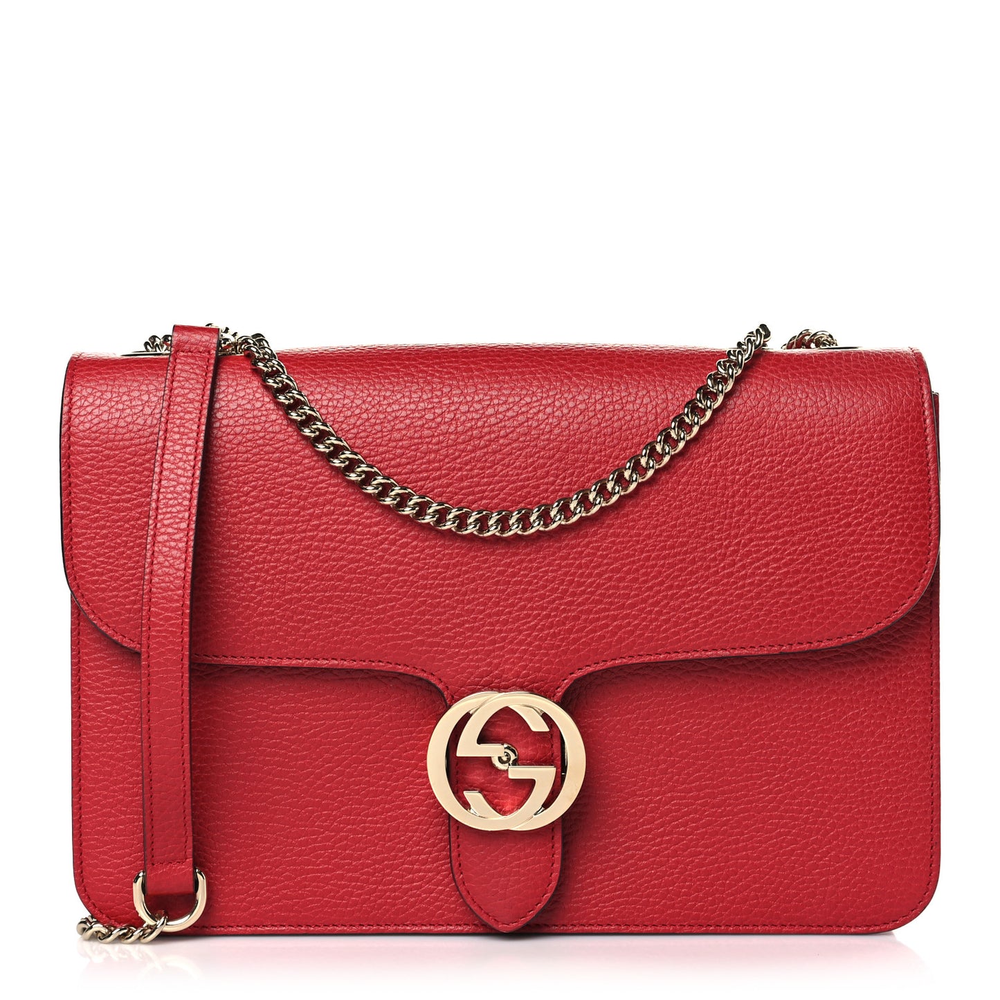 Dollar Calfskin Interlocking G Shoulder Bag Red