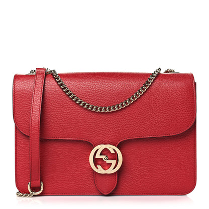Gucci Dollar Calfskin Interlocking G Shoulder Bag Red 1 of 9