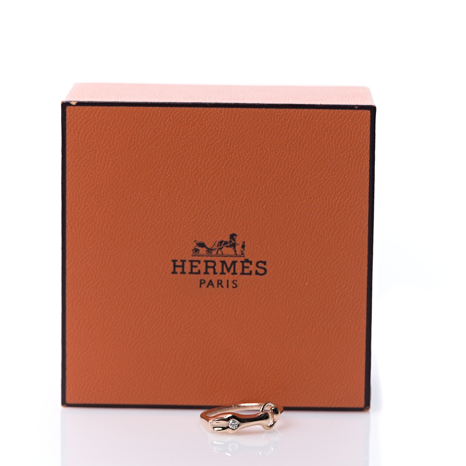 Hermes 18K Rose Gold Diamond TPM Galop Ring 47 4 8 of 8