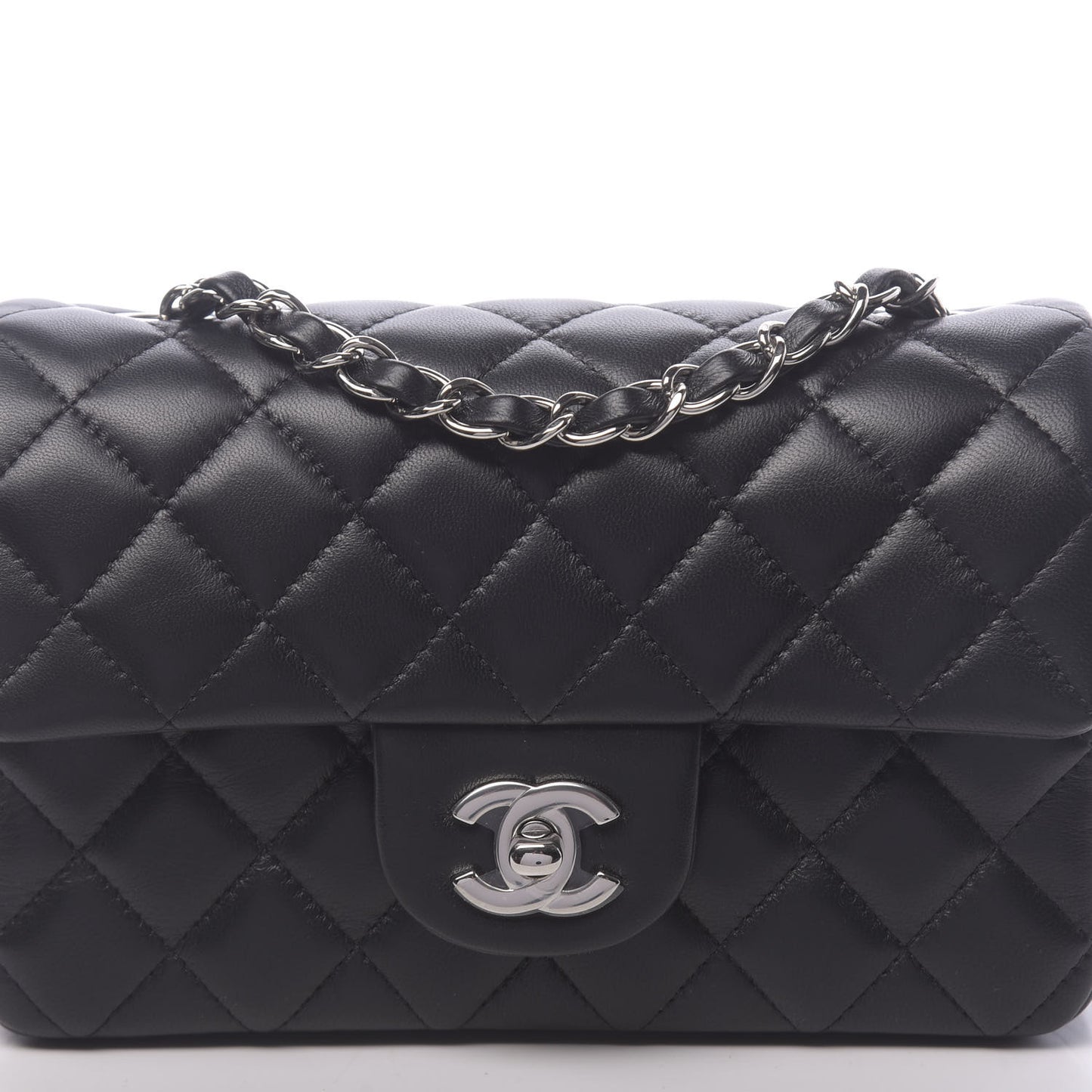 Lambskin Quilted Mini Rectangular Flap Black