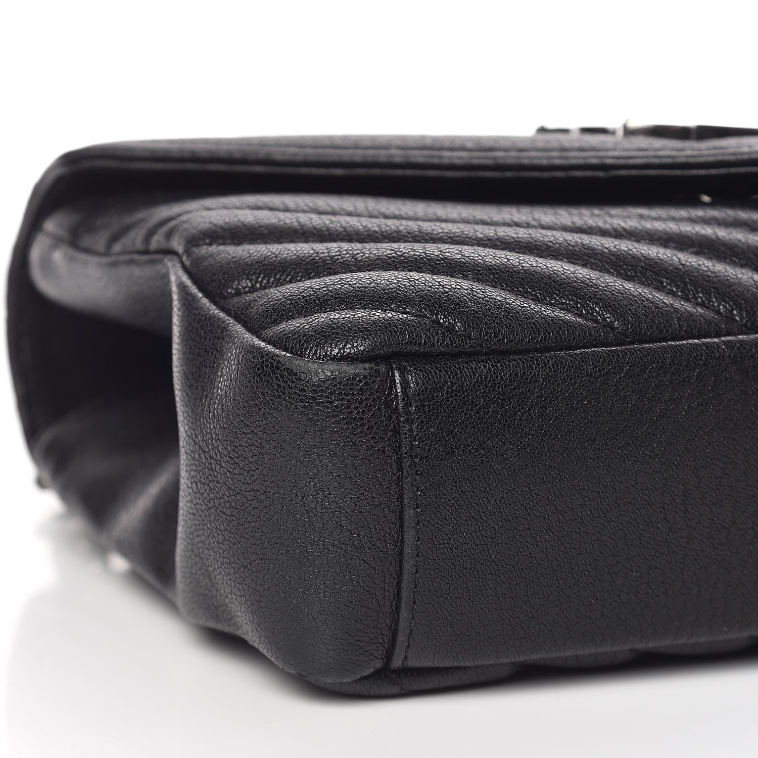 Saint Laurent Sheepskin Matelasse Chevron Monogram Medium College Bag Black 9 of 10