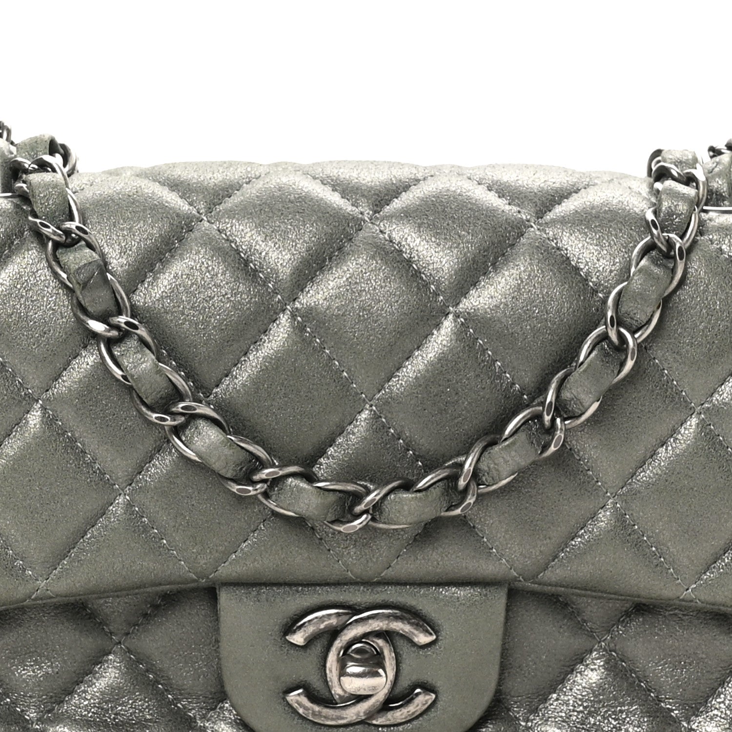 Chanel Iridescent Lambskin Quilted Mini Rectangular Flap Khaki 7 of 10