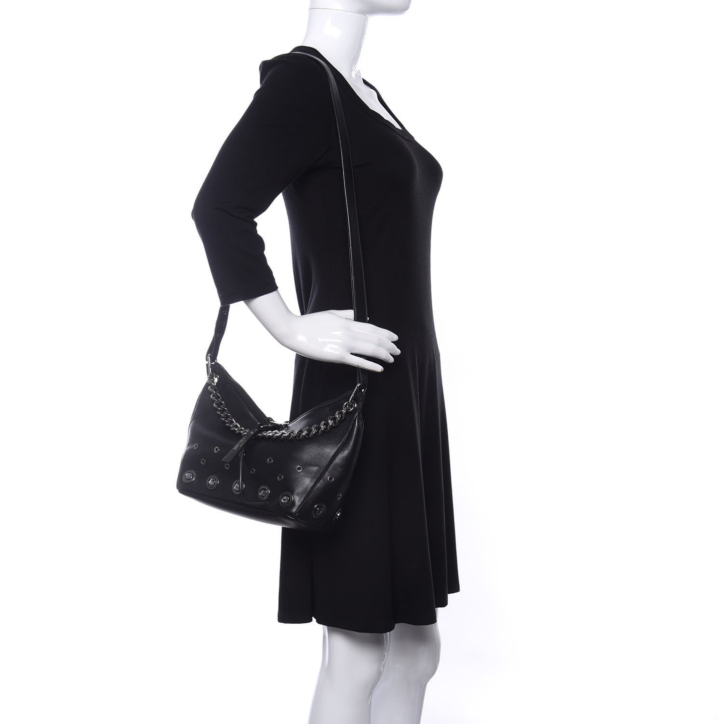 Nappa Grommet Mini Raven Hobo Black