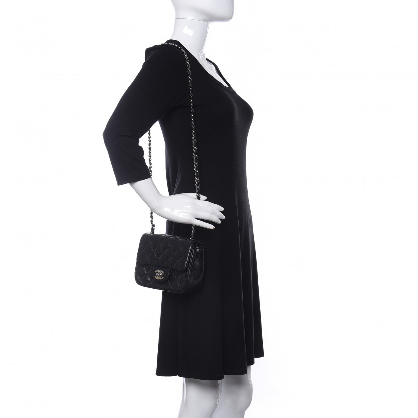 Caviar Quilted Mini Square Flap Black