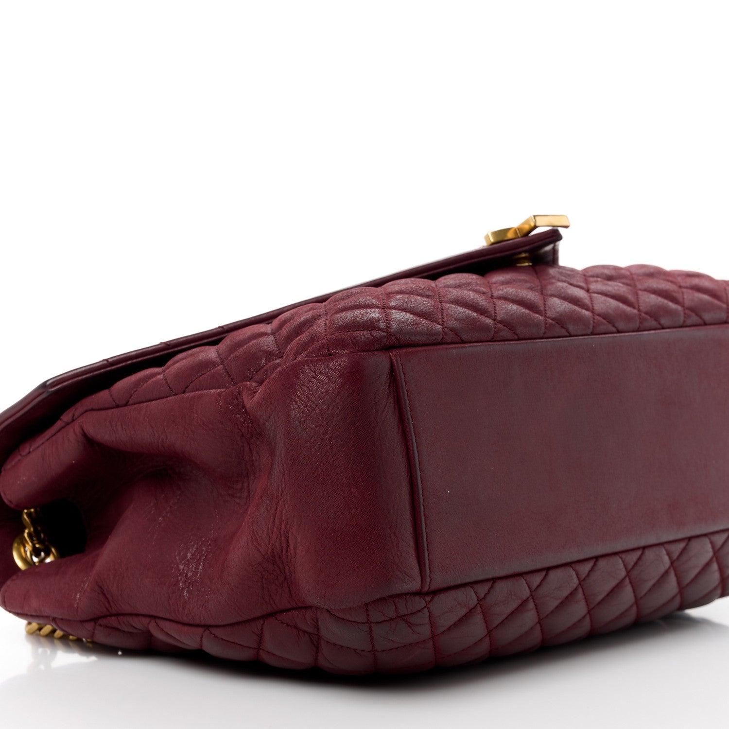 Saint Laurent SAINT LAURENT Calfskin Mixed Matelasse Triquilt Large Monogram Envelope Satchel Oxblood 10 of 14