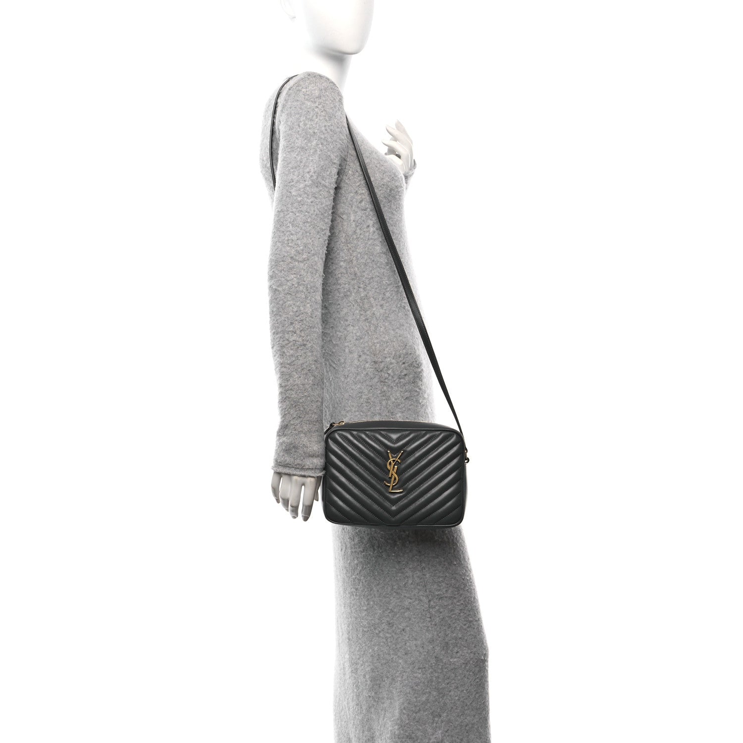 Saint Laurent Calfskin Matelasse Monogram Lou Camera Bag Storm 2 of 11