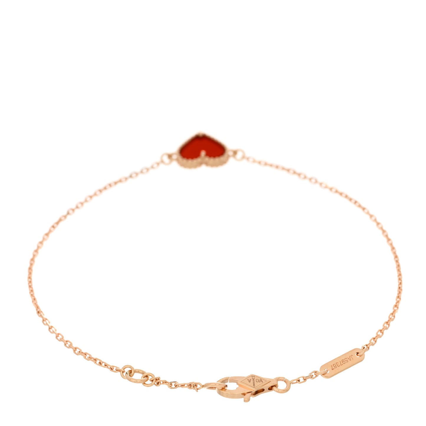 18K Rose Gold Carnelian Sweet Alhambra Heart Bracelet