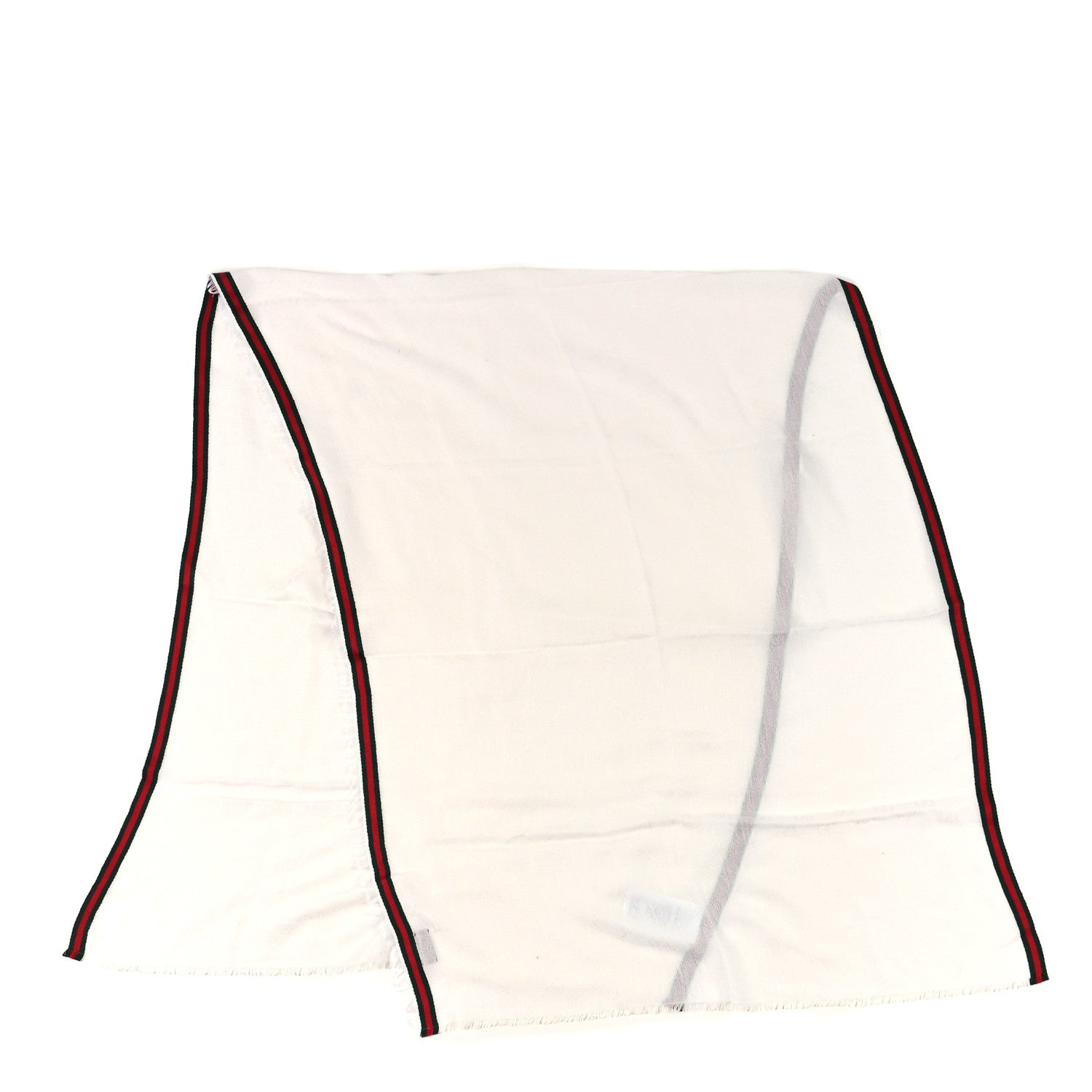 Gucci Silk Cotton Web Fringe Stole White Dark 2 of 4