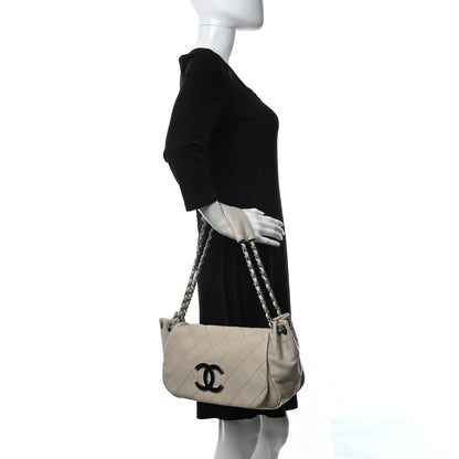 Chanel Lambskin Contrast Stitch Surpique Accordion Flap Beige 2 of 10