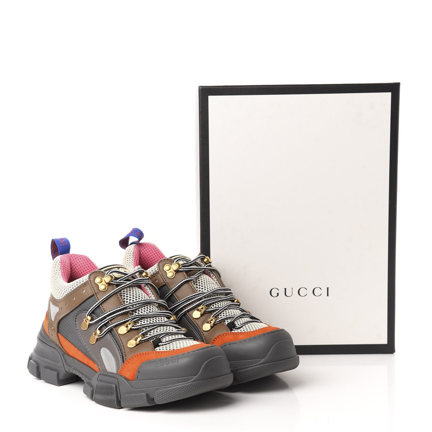 Gucci X SEGA Mesh Canvas Calfskin Womens Flashtrek Sneakers 38 White Box Pink Ardesia Loess 10 of 10