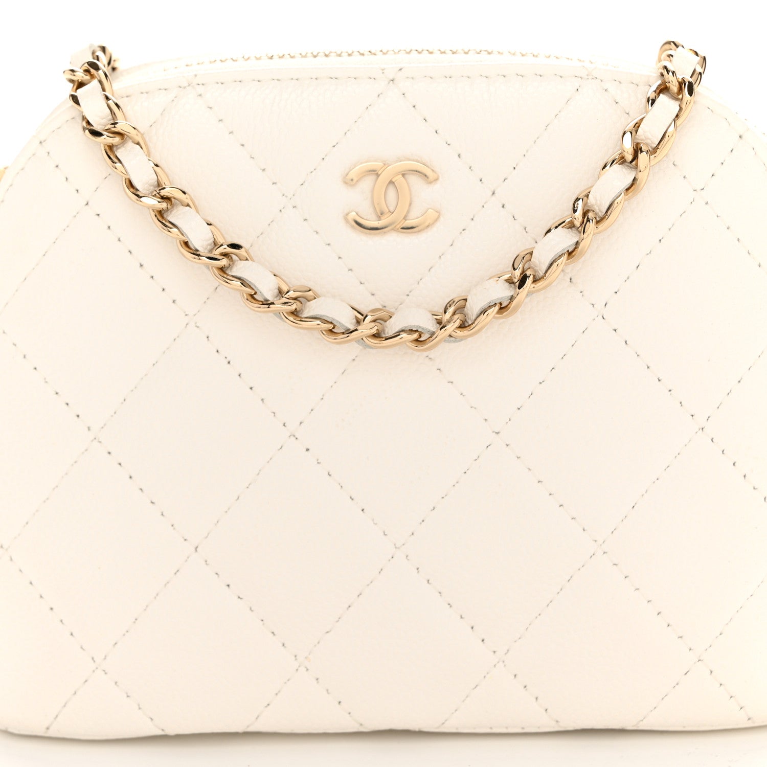 Chanel Caviar Quilted Classic Clutch With Chain White 8 of 10