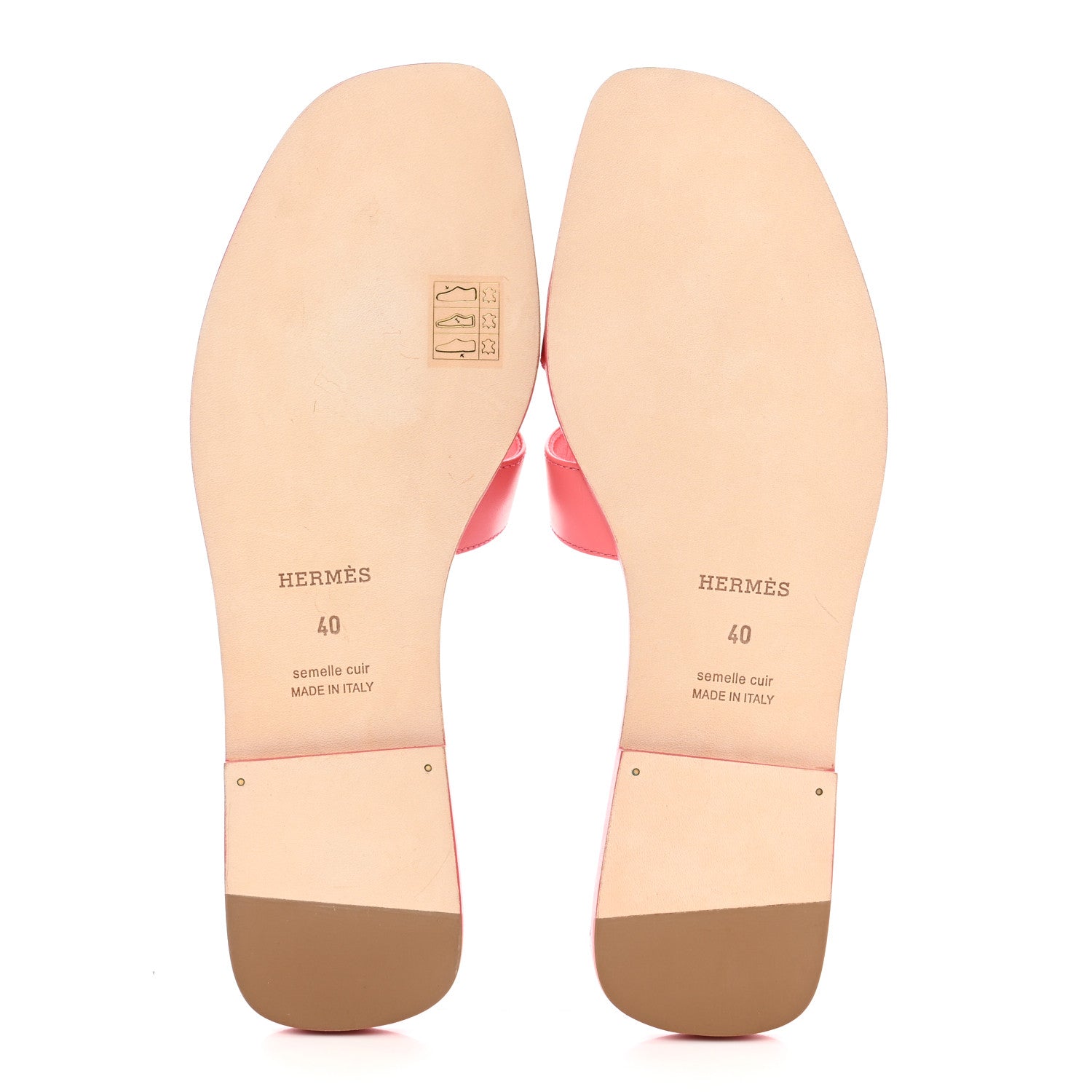 Hermes Box Calfskin Oran Sandals 40 Rose Boise 5 of 8