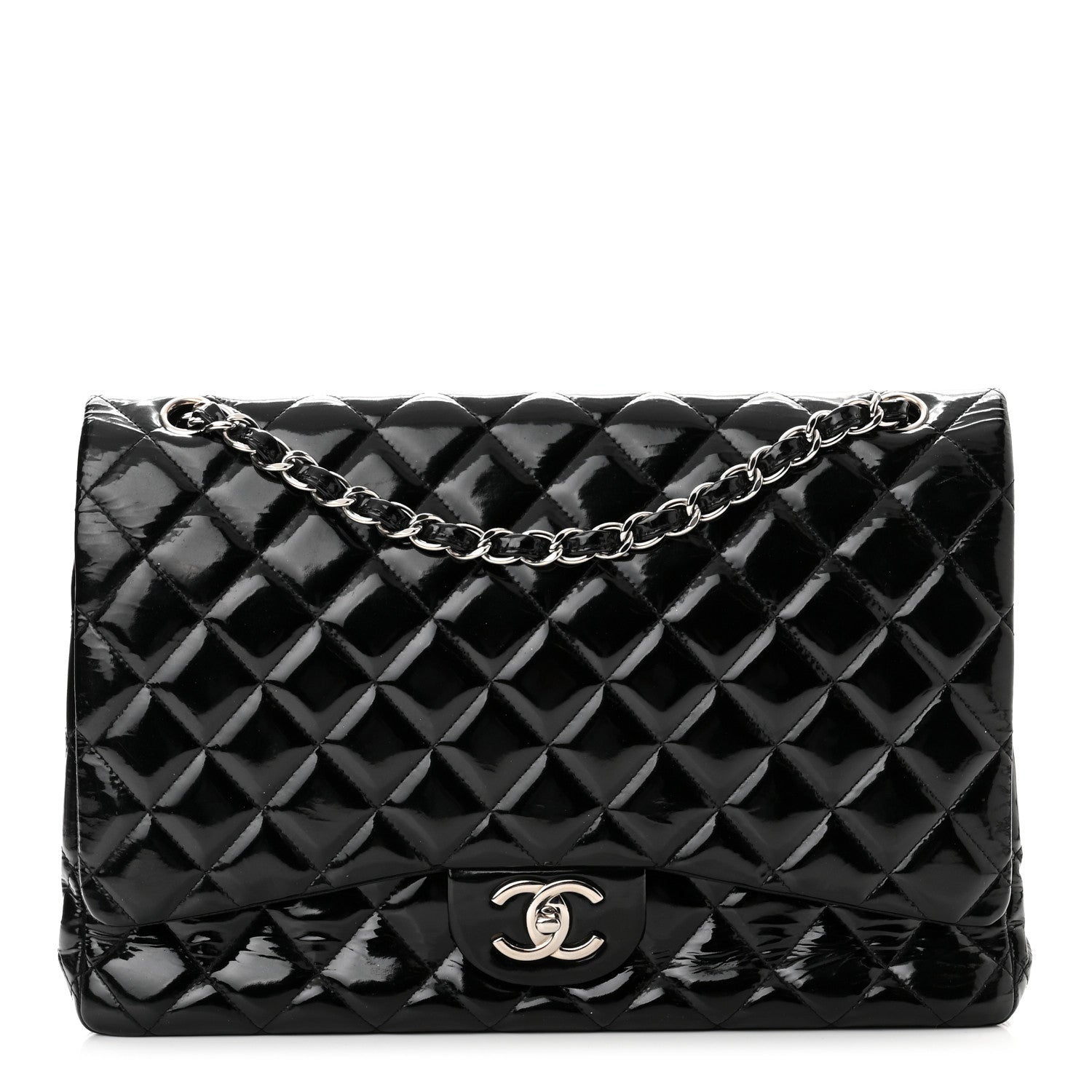 Chanel Patent Quilted Maxi Double Flap Black 1 of 10
