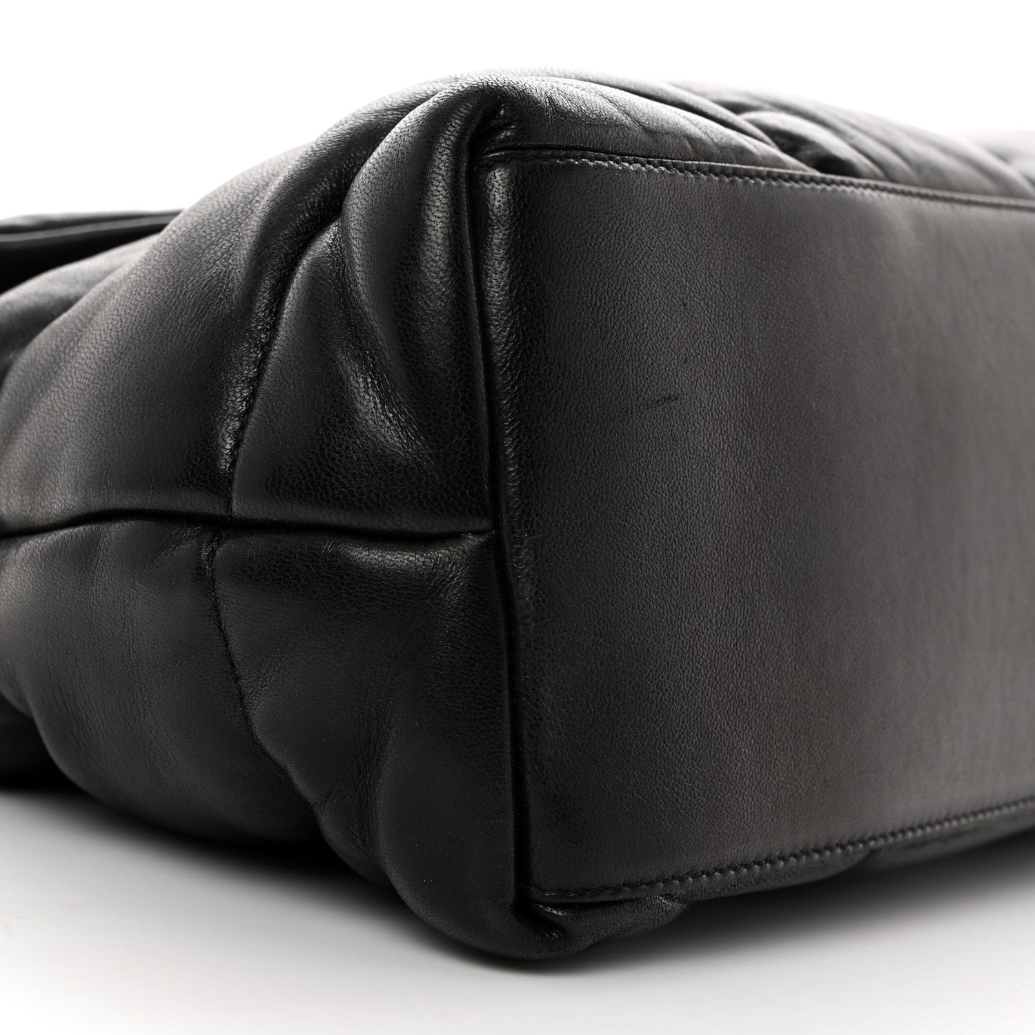Saint Laurent Lambskin Quilted Medium Loulou Puffer Monogram Chain Satchel Black 10 of 11