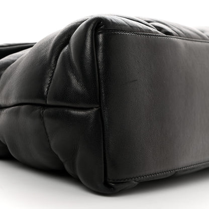 Saint Laurent Lambskin Quilted Medium Loulou Puffer Monogram Chain Satchel Black 10 of 11