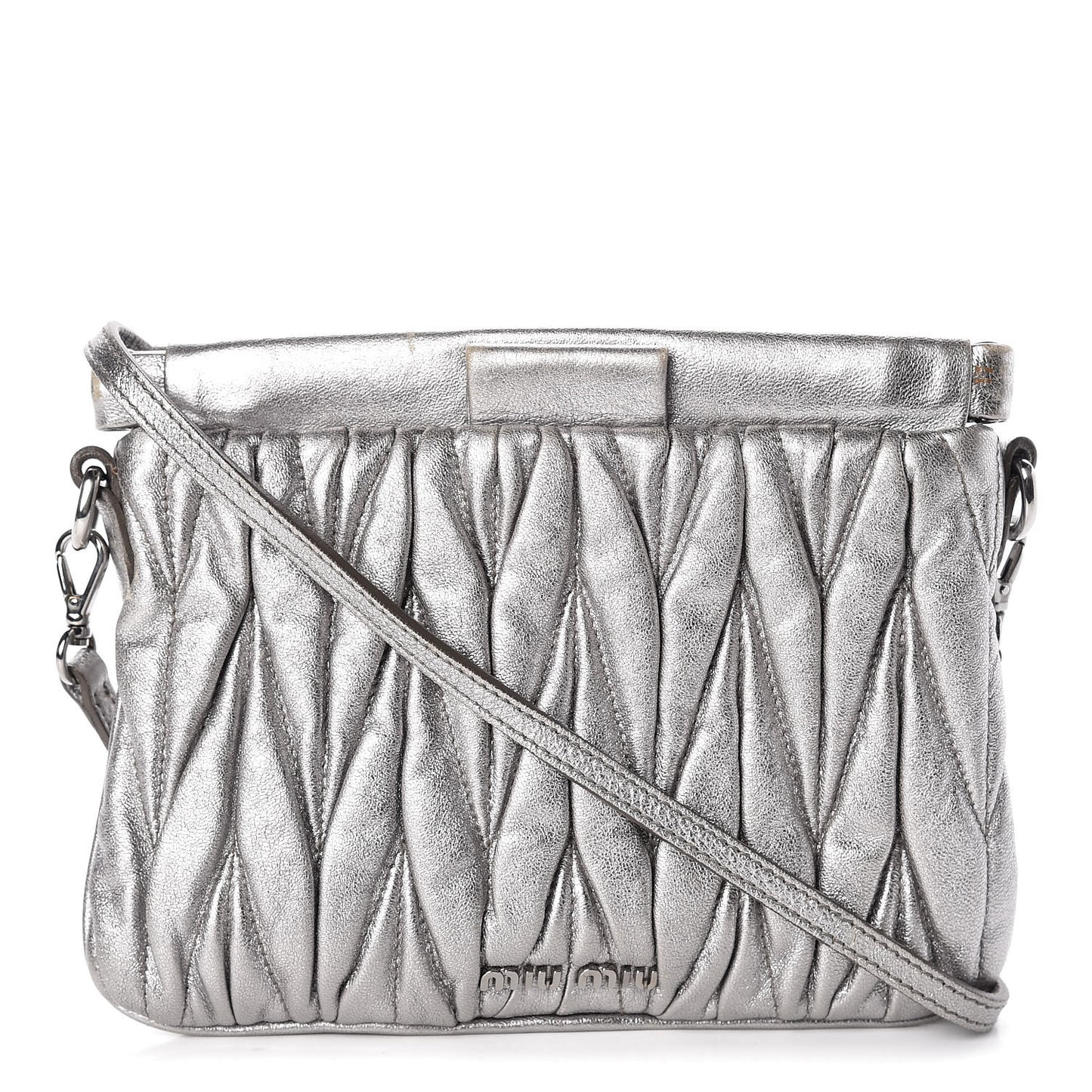 Metallic Nappa Matelasse Clutch Cromo