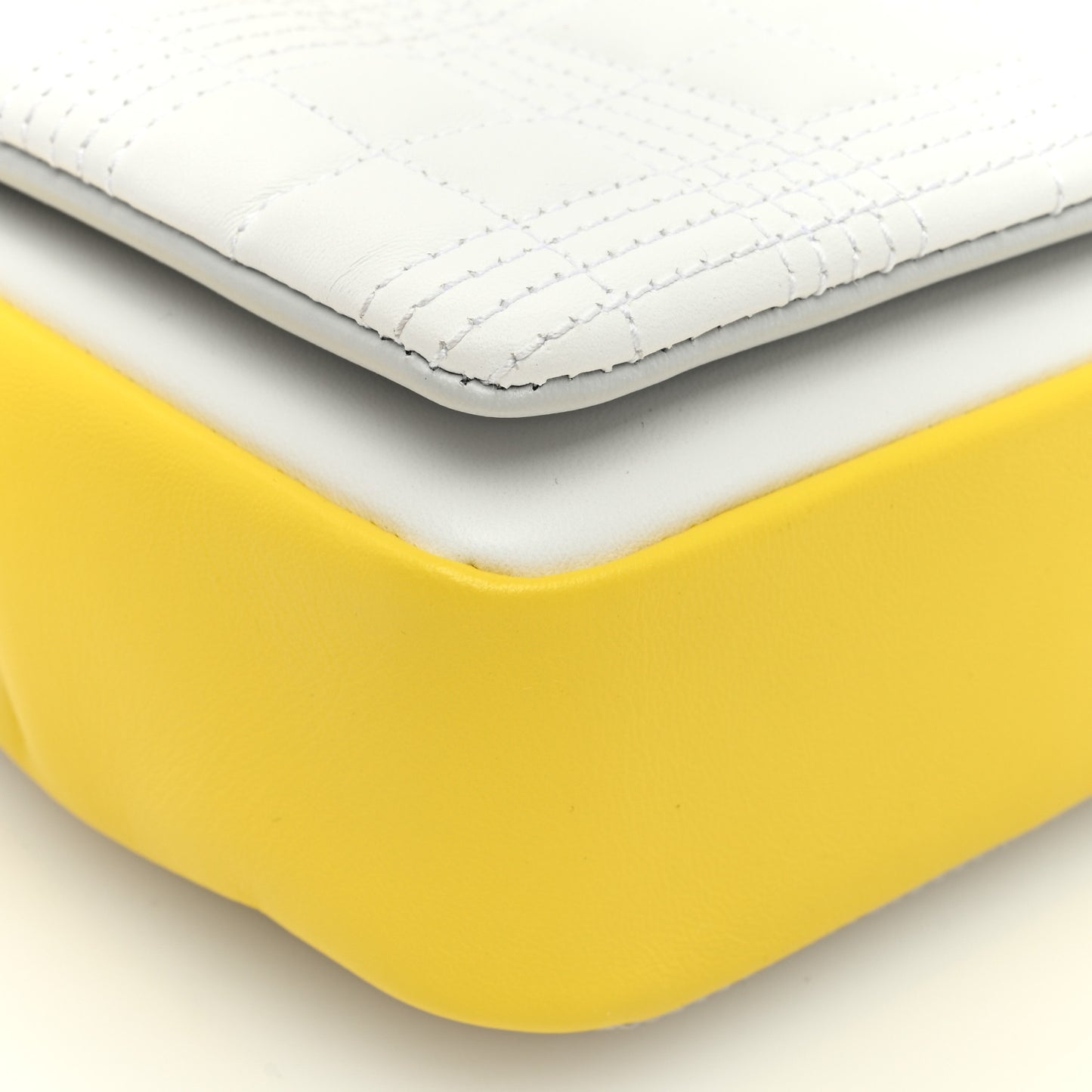 Lambskin Quilted Small Lola Bag White Grey Yellow