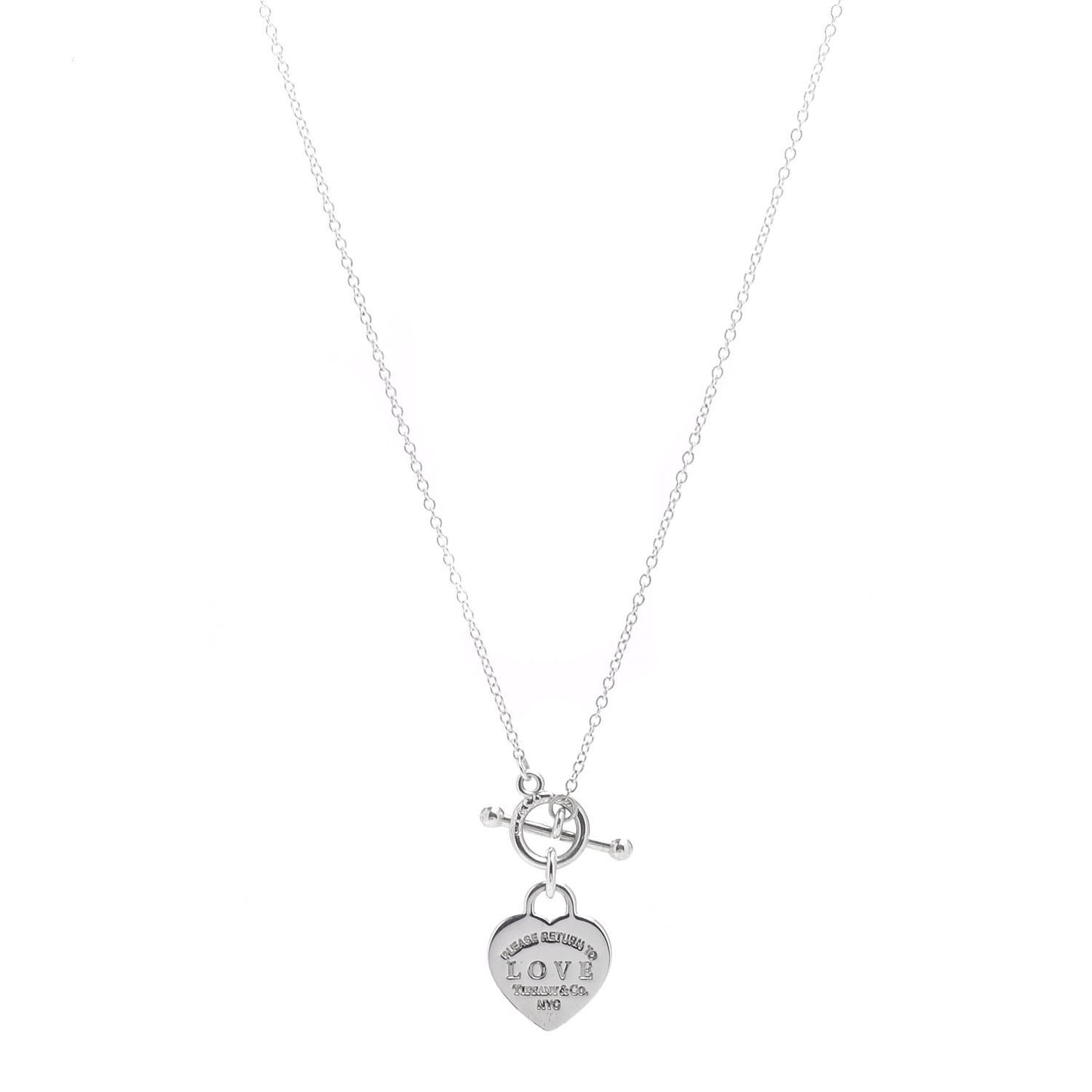 Sterling Silver Enamel Return to Tiffany Love Heart Necklace Blue