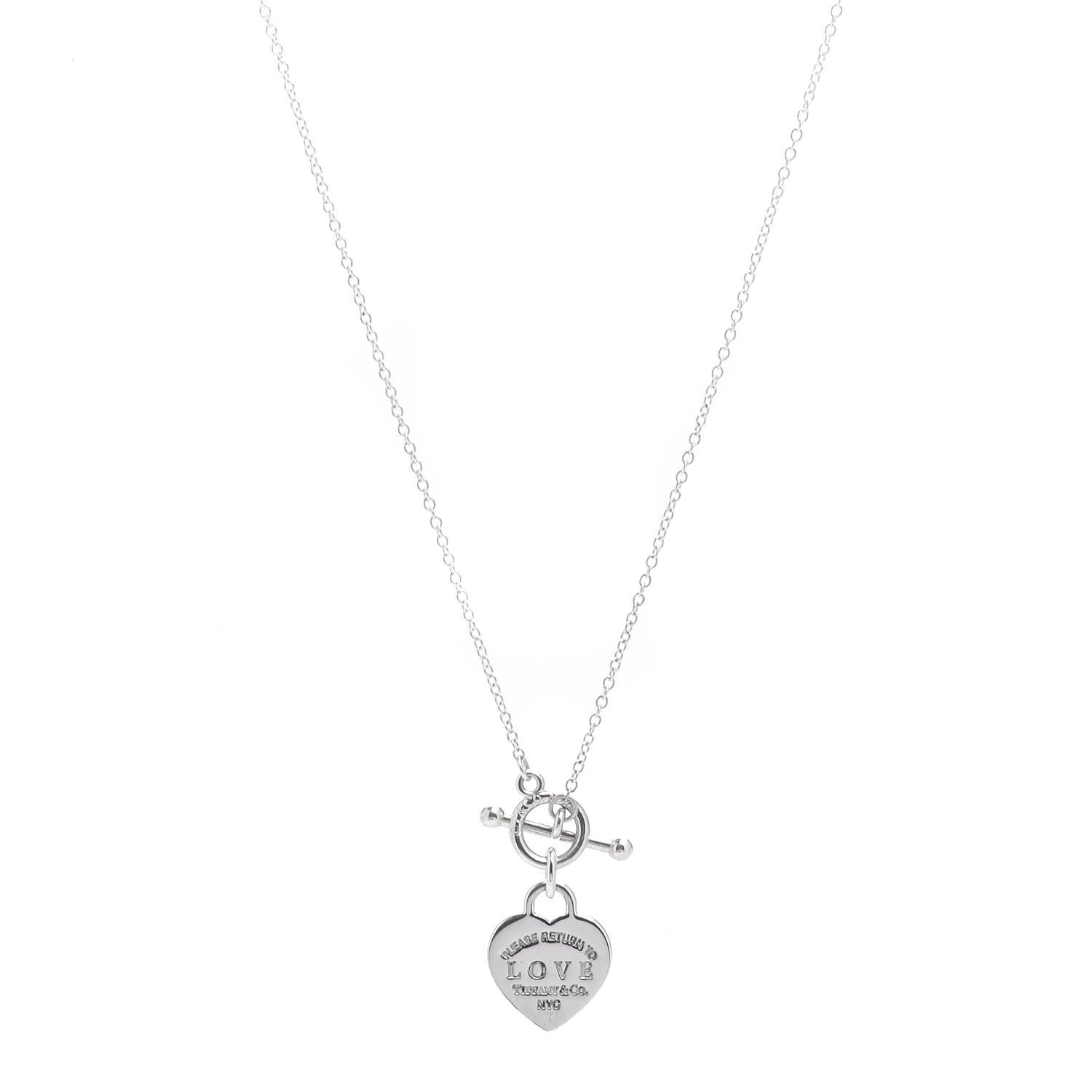 Tiffany Sterling Silver Enamel Return to Tiffany Love Heart Necklace Blue 1 of 4