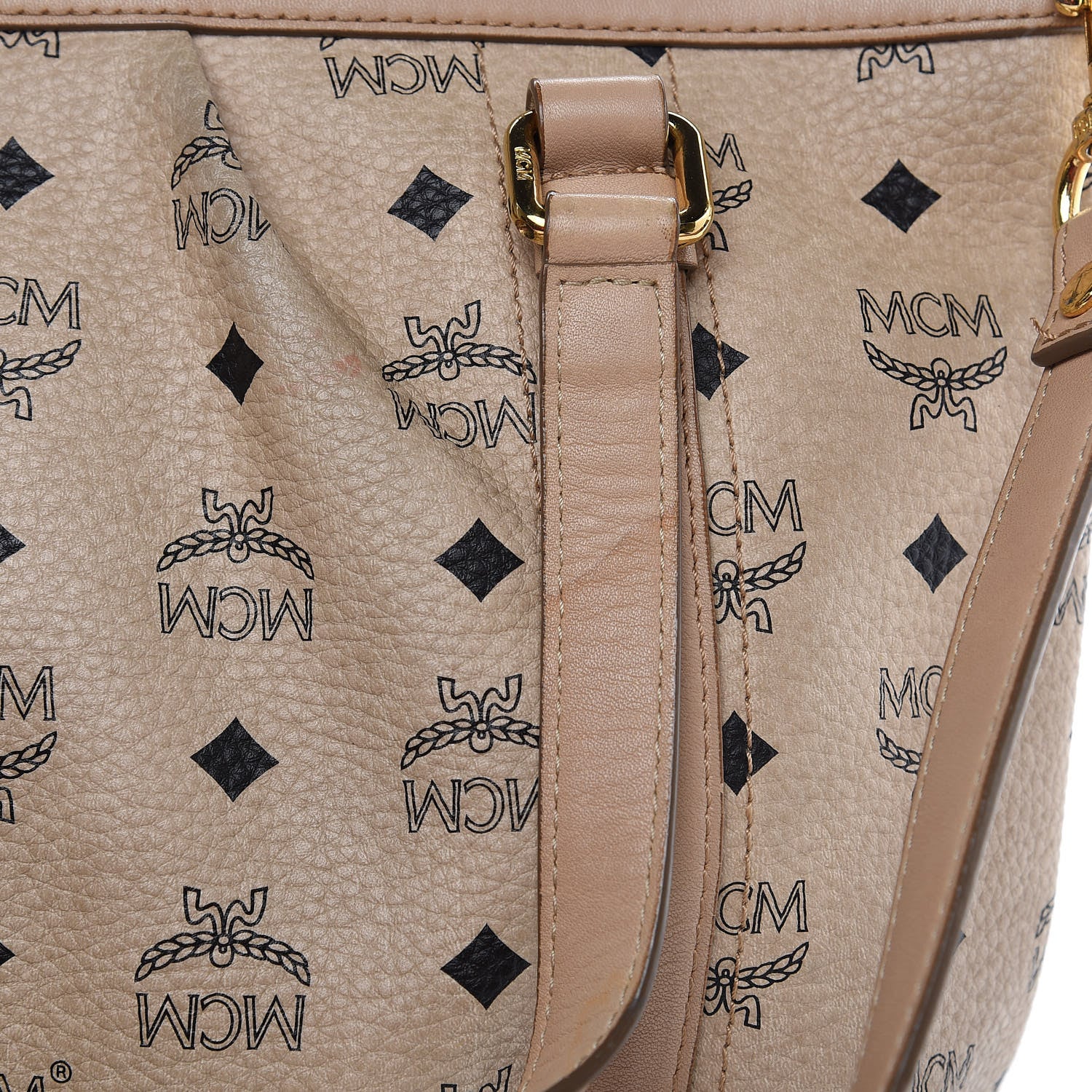 MCM Visetos Medium Essentials Shopper Tote Beige 12 of 17