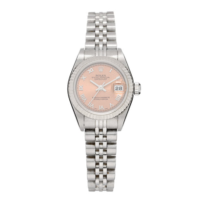 Rolex Stainless Steel 18K White Gold 26mm Oyster Perpetual Datejust Watch Pink Roman 79174 1 of 4