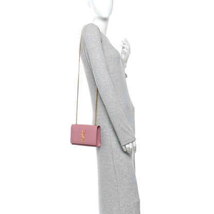 Saint Laurent Grain De Poudre Small Monogram Kate Satchel Old Rose 2 of 9