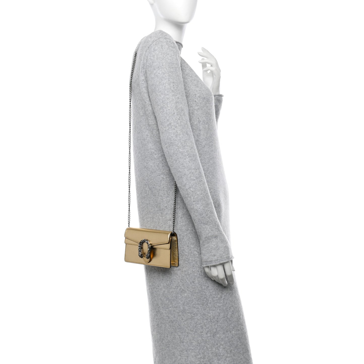 Metallic Calfskin Super Mini Dionysus Shoulder Bag Gold