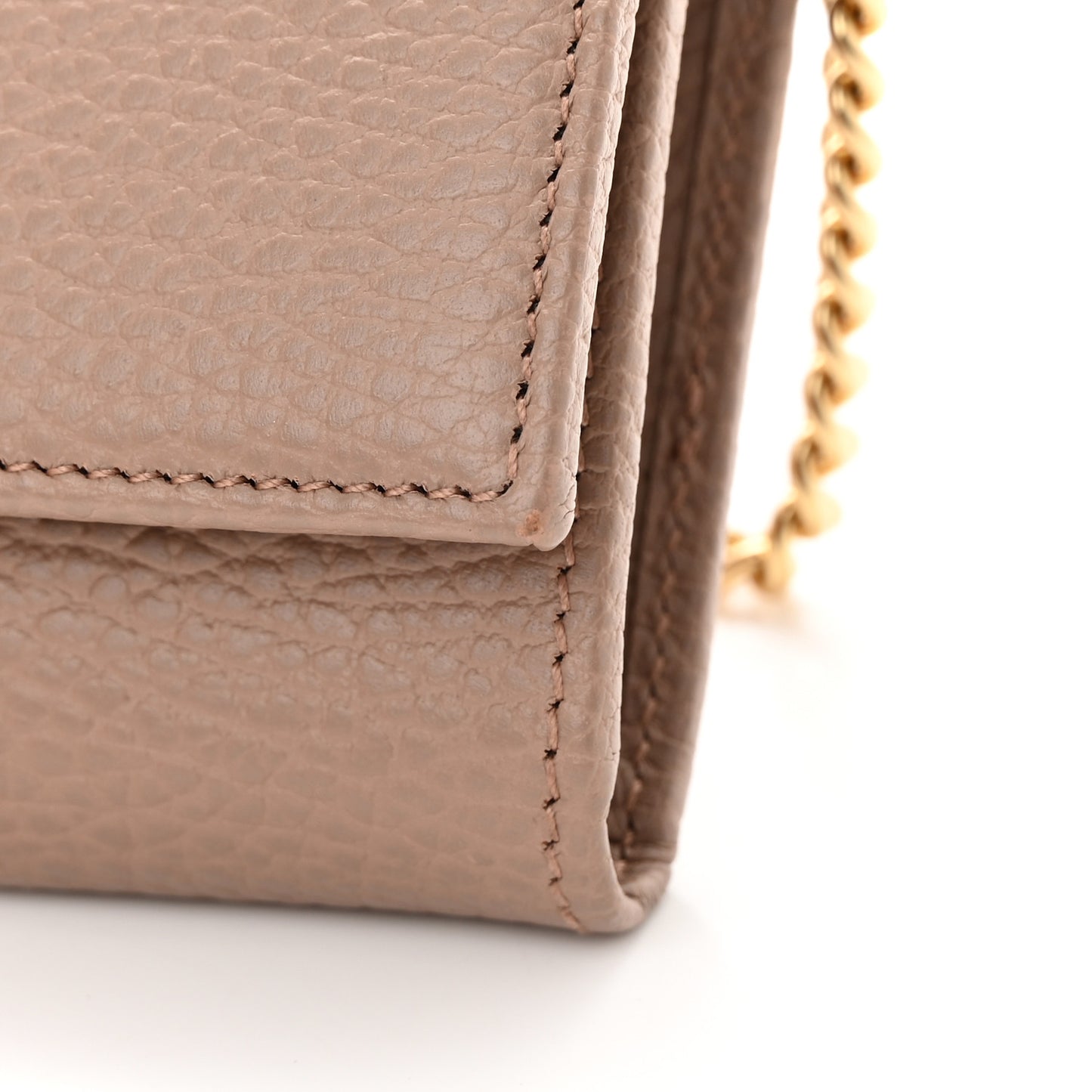 Dollar Calfskin Petite GG Marmont Wallet Chain Bag Porcelain Rose