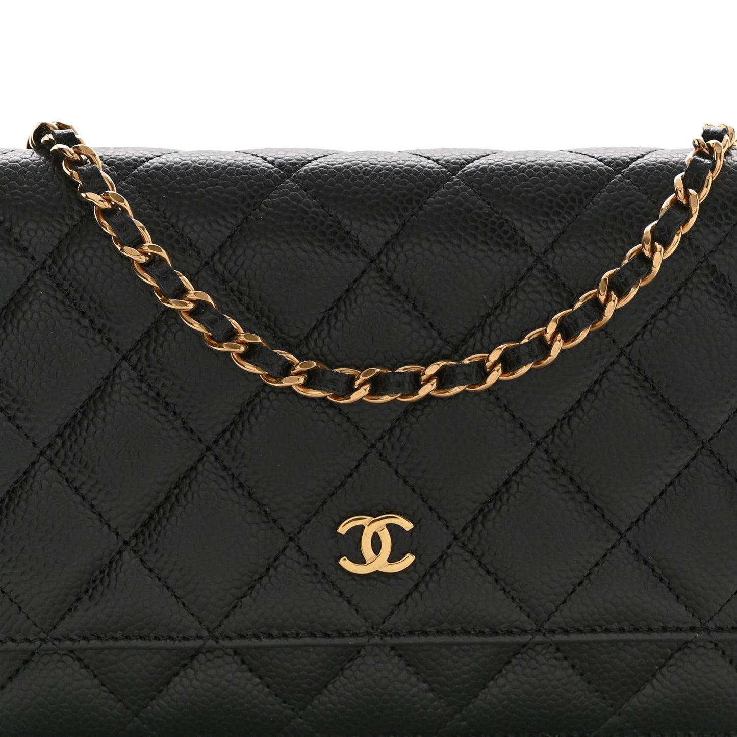 Caviar Quilted Wallet on Chain WOC Black