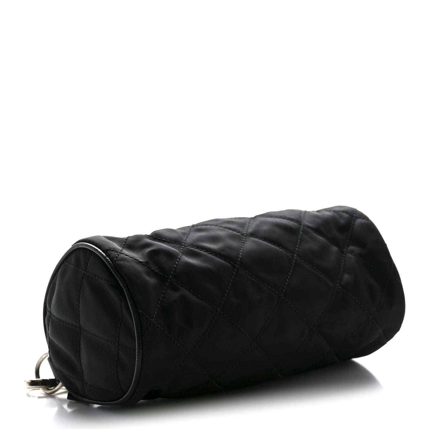 Tessuto Nylon Saffiano Impunturato Quilted Barrel Pochette Black