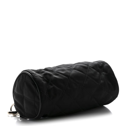 Prada Tessuto Nylon Saffiano Impunturato Quilted Barrel Pochette Black 4 of 10