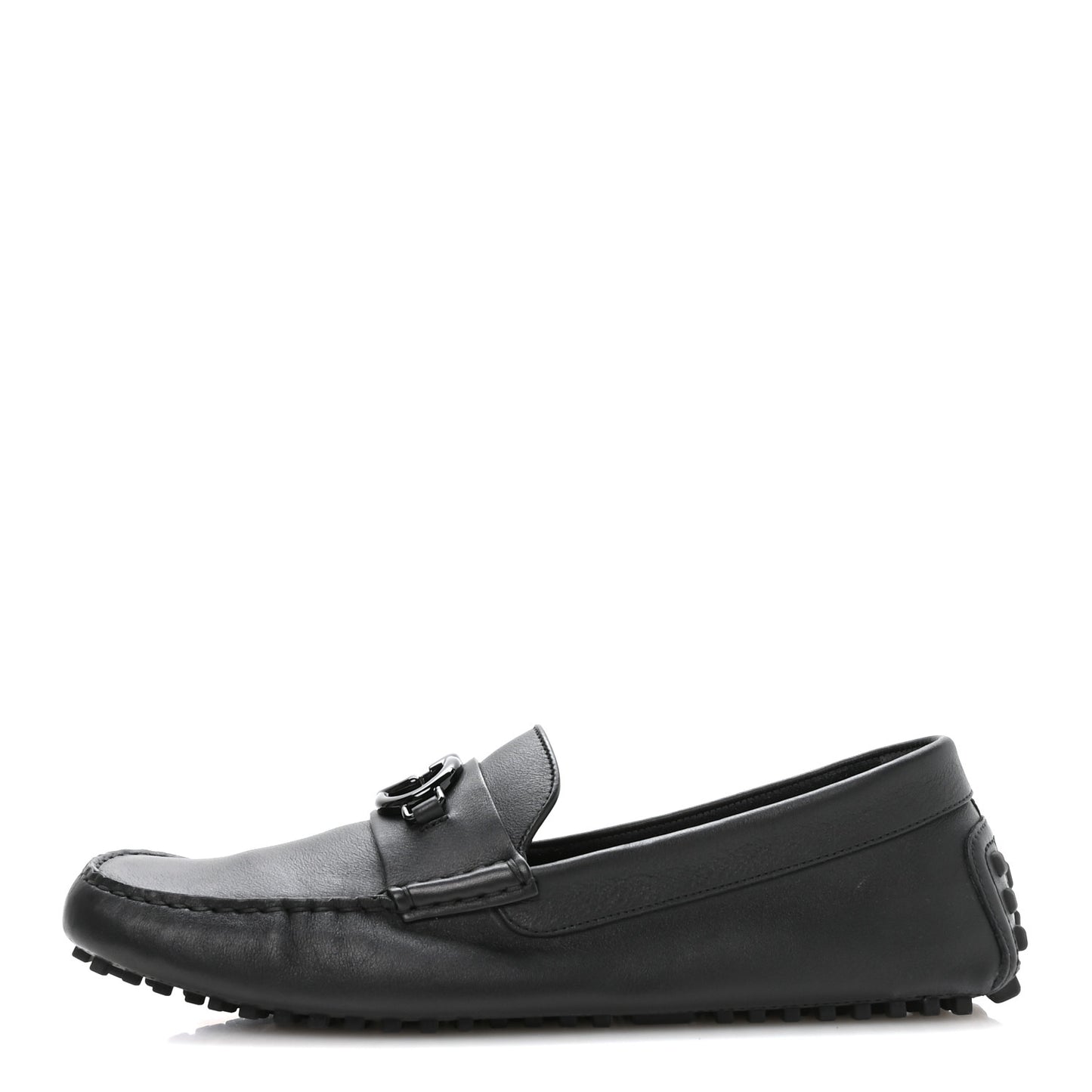 Soft Clove Calfskin Monochrome Mens Interlocking G Driver Loafers 12 Black