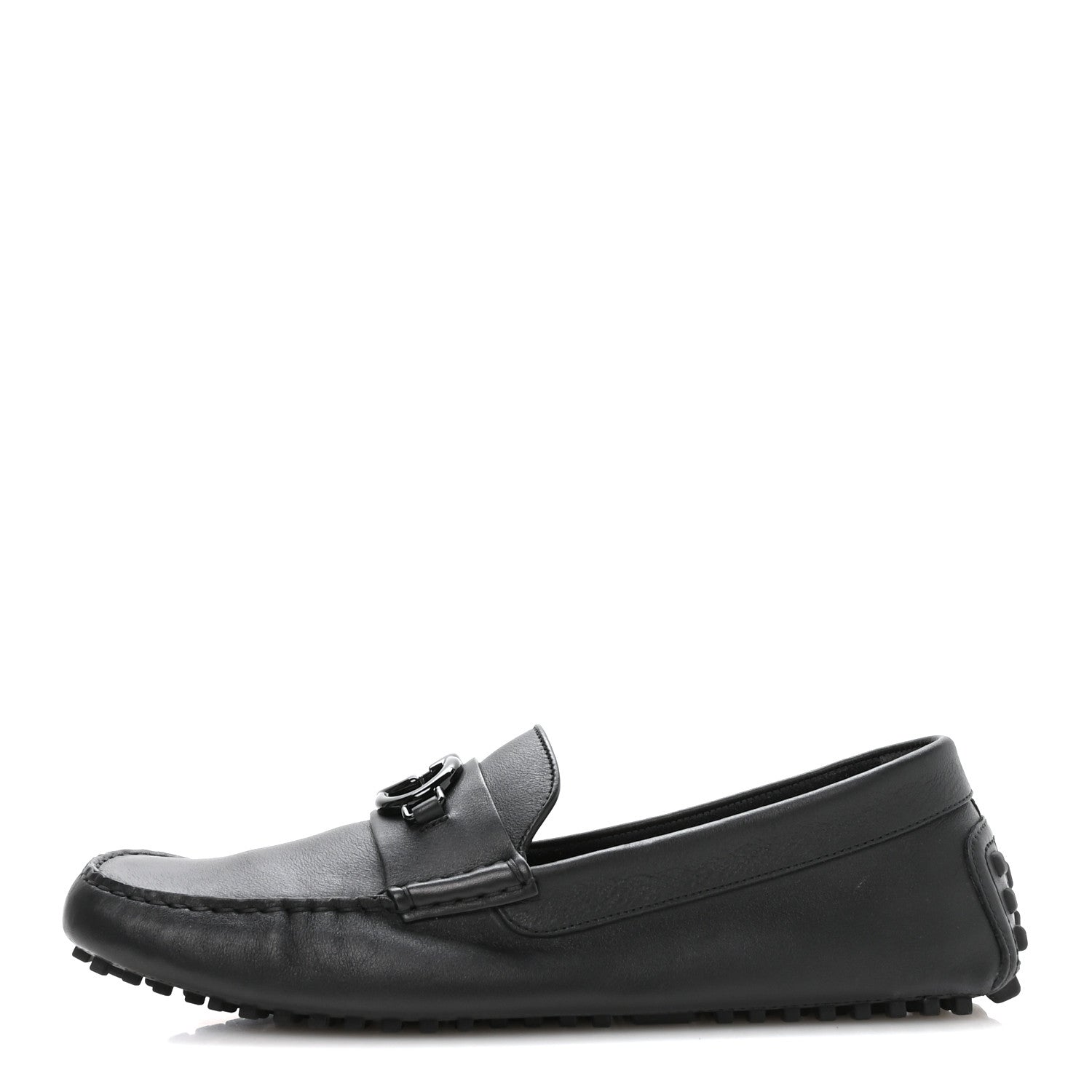 Gucci Soft Clove Calfskin Monochrome Mens Interlocking G Driver Loafers 12 Black 1 of 9